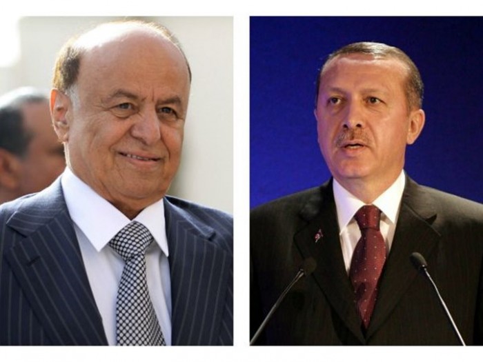 أردوغان يؤكد على دعمه لمليشات الرئيس اليمني المستقيل، والآخير يطالب بالدعم اللوجستي