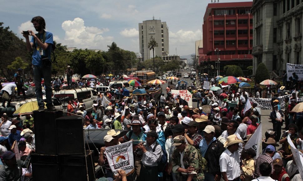 Campesinos se manifiestan contra la corrupción en Guatemala
