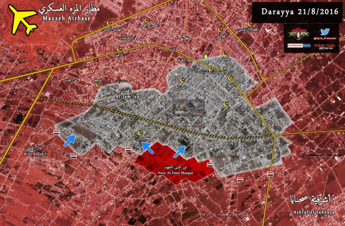 الجيش السوري يبدأ عملية عسكرية واسعة لتحرير داريا ويمهل المسلحين 24 ساعة للاستسلام