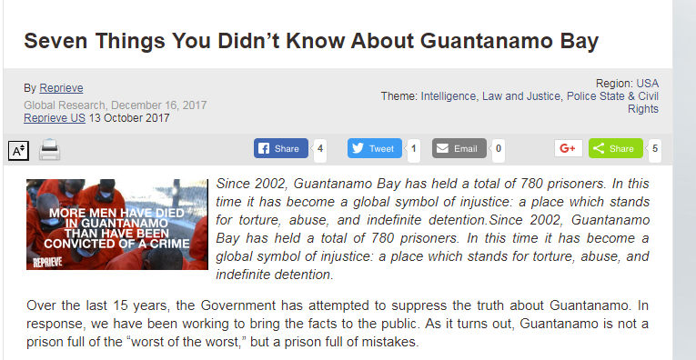 غلوبال ريسيرش: سبعة أشياء لم تعرفها عن معتقل غوانتانامو
