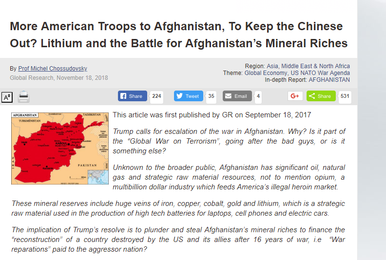 غلوبال ريسيرش: المزيد من القوات الأمريكية إلى أفغانستان.. کیف تستولي أمريكا على الثروة المعدنية لأفغانستان؟