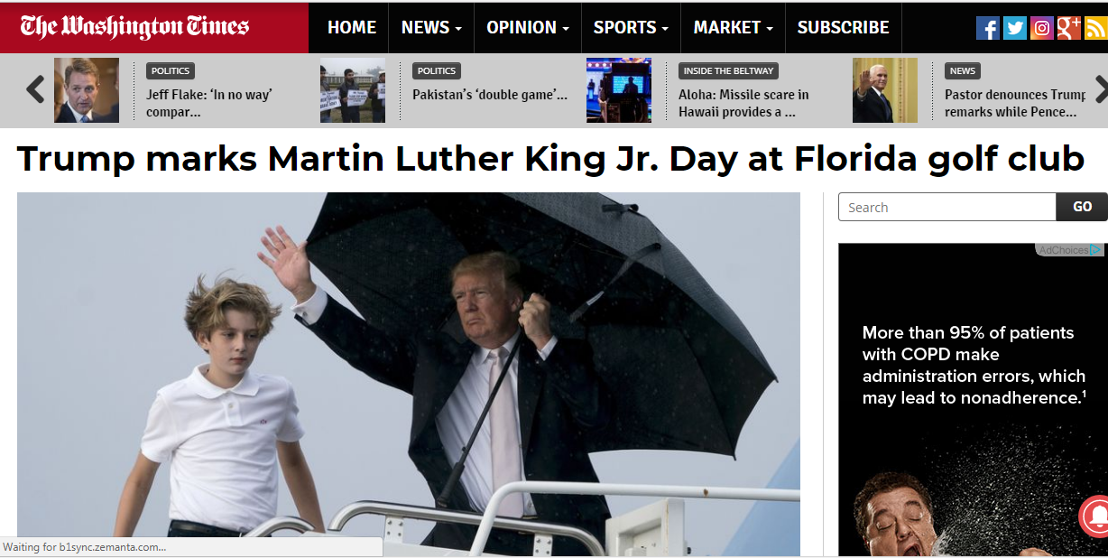 واشنطن تايمز: ترامب العنصري يحتفل بيوم "مارتن لوثر" باللعب في الغولف