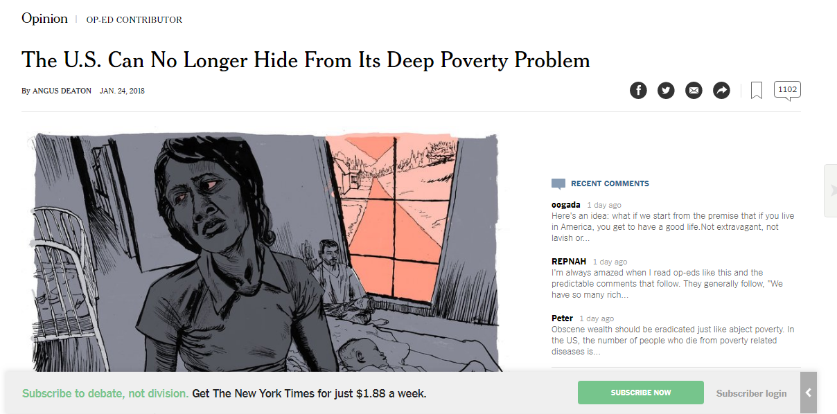 نيويورك تايمز: أرقام مخيفة عن الفقر المدقع في أمريكا وحقائق صادمة مقارنة بالهند والنيبال + بيانات