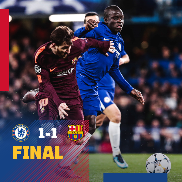 برشلونة ينتزع تعادلاً صعباً من تشيلسي