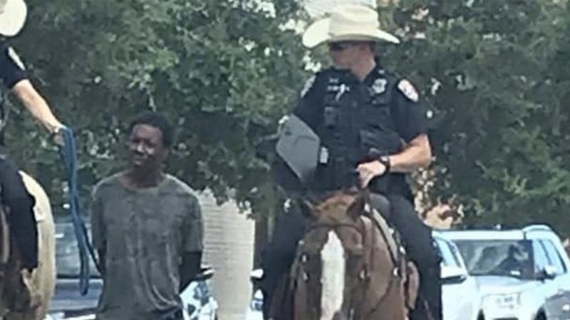 Outrage in US as Officers on Horseback Led Blackman by Rope