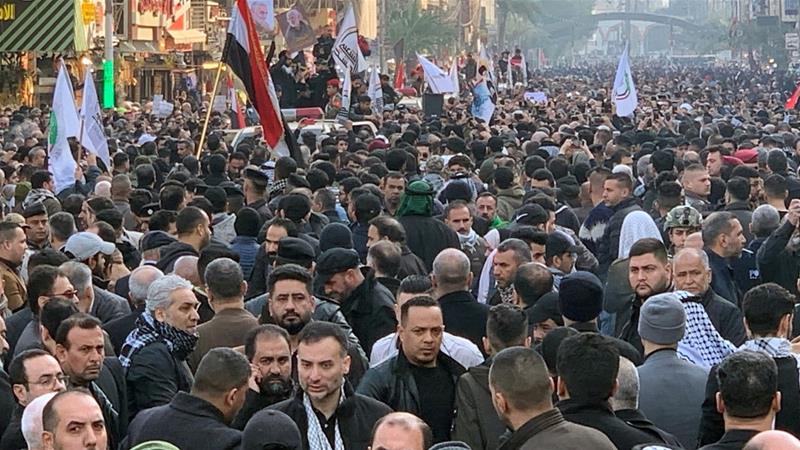 Massive Crowds of Iraqi People Join Funeral Procession of Al-Muhandis, Gen. Soleimani