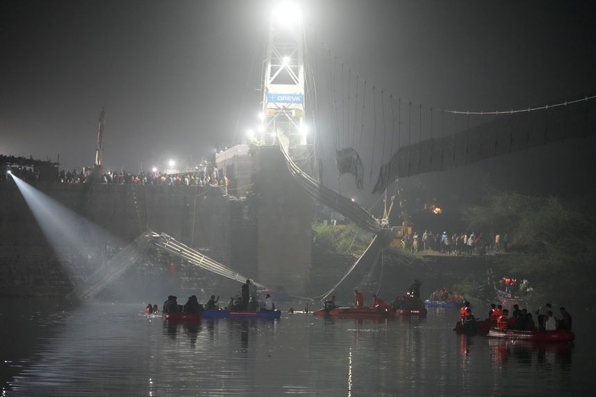 Toll from Cable Bridge Collapse in India Reaches 132