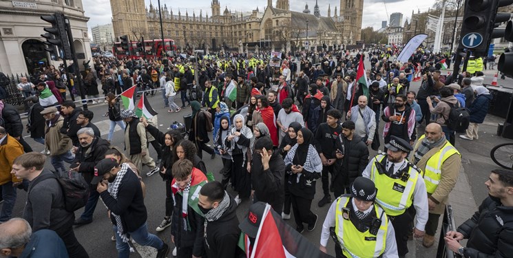 تظاهرات گسترده ضد اسرائیلی در مرکز انگلیس