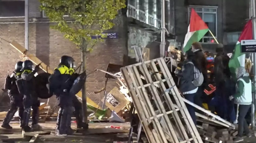 Dutch police arrest 125 students in a raid on a pro-Palestinian camp at Amsterdam university