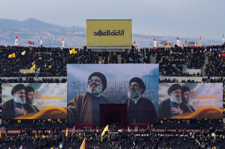 A Massive Crowd Gathers in Beirut for The Funeral of Martyred Hezbollah Leaders