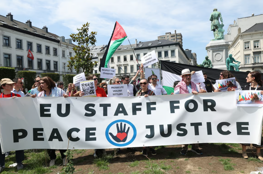 EU Workers Demonstrate Against the Bloc’s Position on Gaza