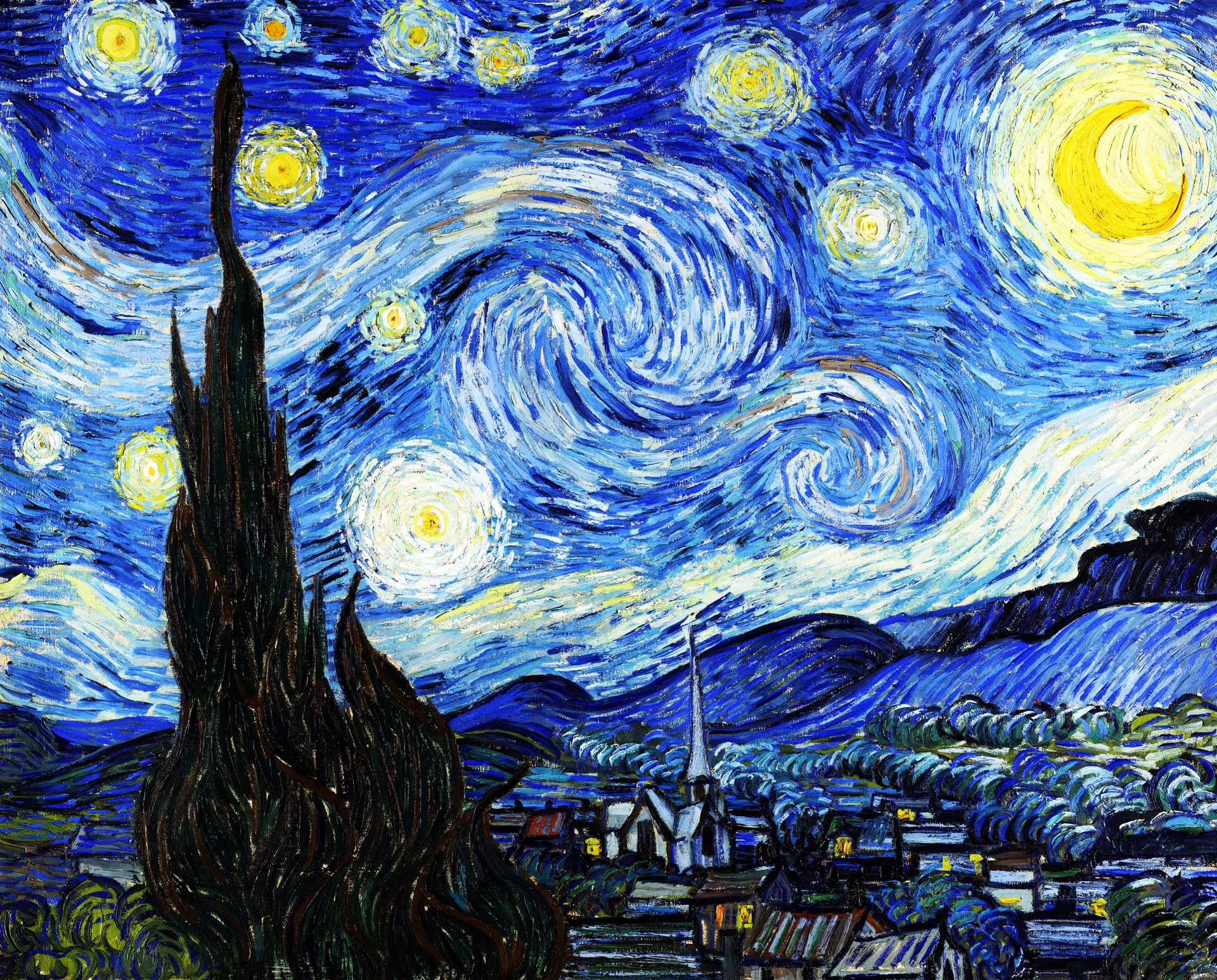 لوحة ليل النجوم للفنان فان جوخ