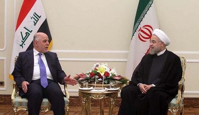 روحاني يؤكد خلال استقباله العبادي على استمرار الدعم الايراني للعراق في حربه على الارهاب
