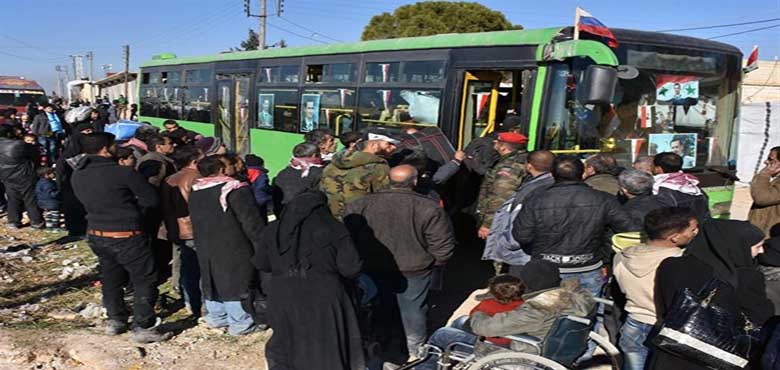 حلب سے دہشت گردوں اور فوعہ اور کفریا سے عام شہریوں کے انخلاء کا سمجھوتہ