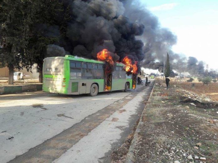 Terrorists Open Fire on Buses Evacuating Civilians from Syria’s Fouaa, Kafraya