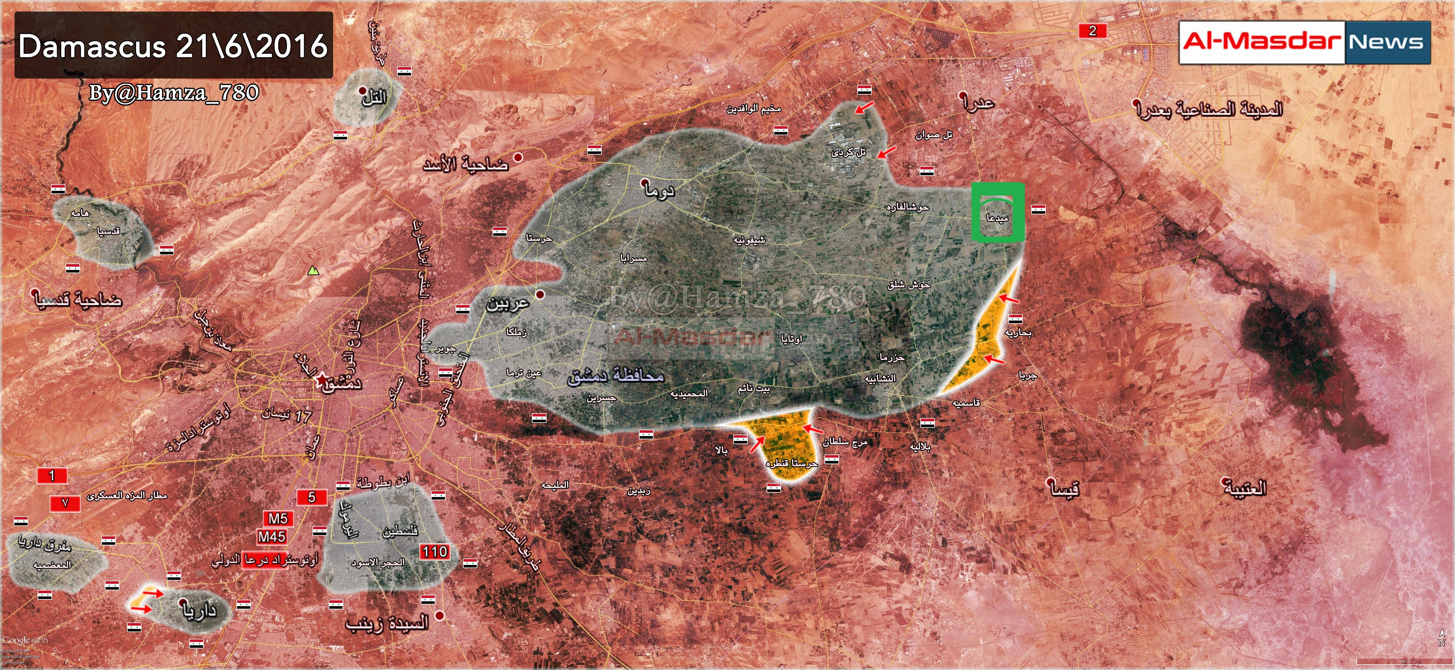 الجيش السوري يتقدم على محور ميدعا في الغوطة الشرقية لدمشق