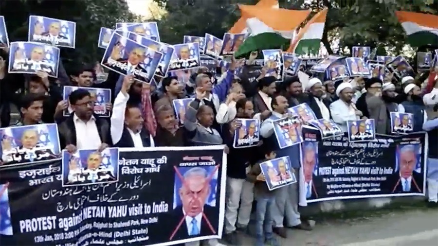 Indians Hold Massive Protests as Israeli Regime’s PM Arrives in New Delhi