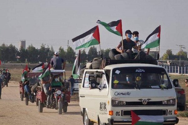 تظاهرات فلسطينيان ساكن نوار غزه در حمايت از كرانه باختري