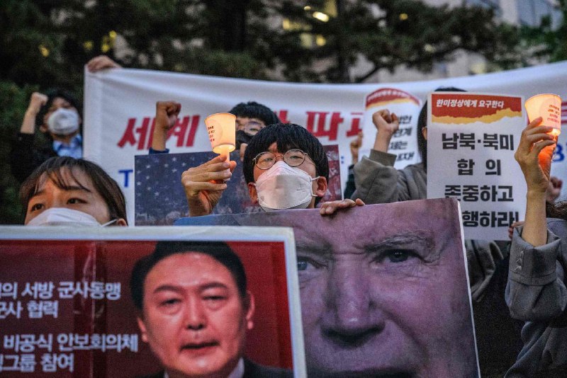 استقبال شهروندان کره جنوبی از بایدن با برپایی تجمع اعتراضی