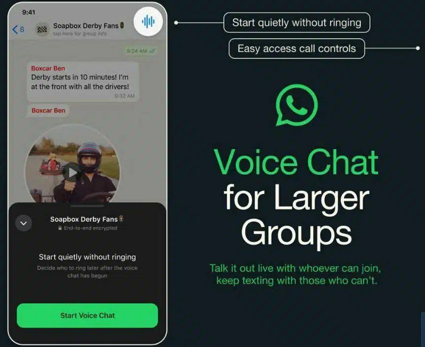 واتساب تطلق ميزة جديدة للدردشة الصوتية للمجموعات الكبيرة