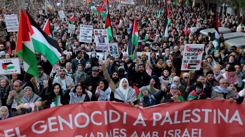 تظاهرات ۲۰ هزار نفری در پایتخت اسپانیا علیه نسل‌کشی رژیم صهیونیستی در غزه